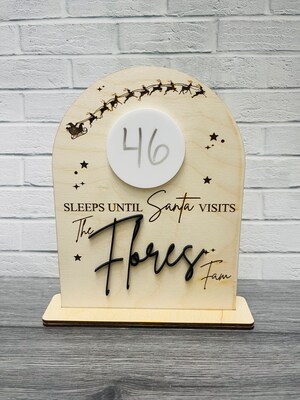 Personalized Christmas countdown sign | Sleeps until Christmas sign | Days until Jesus Birthday sign | Modern Christmas decor - image2